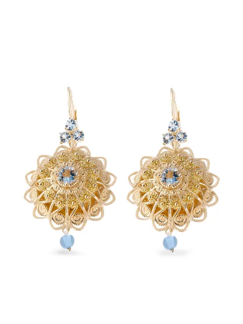 Dolce & Gabbana 18K yellow gold Filigree aquamarine earrings Gold WEJP1GWAQ01