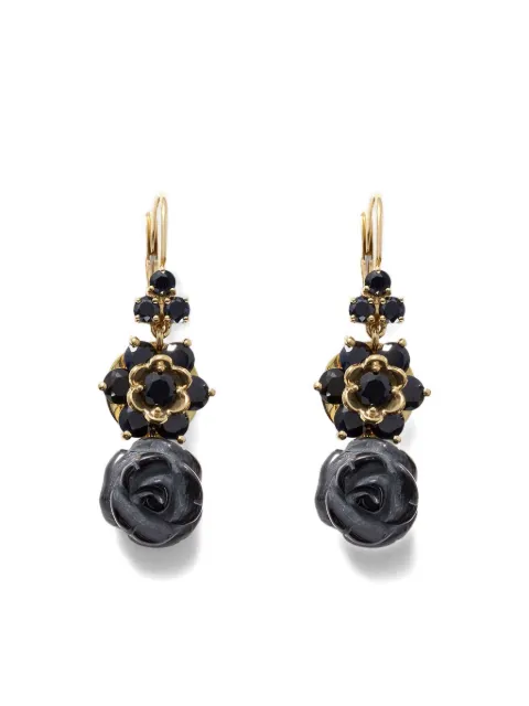 Dolce & Gabbana 18K yellow gold Sicily black sapphire and jade earrings Gold WEDS8GW0001