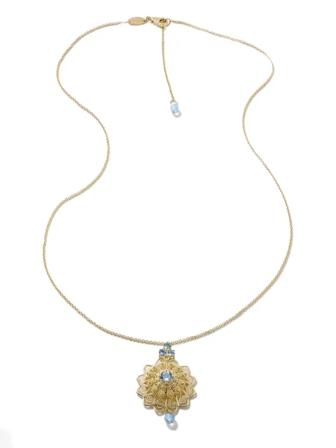 Dolce & Gabbana 18K yellow gold Filigree aquamarine necklace Gold WAJP1GWAQ01