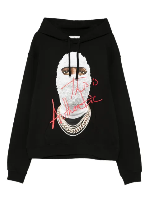 Ih Nom Uh Nit graphic-print cotton hoodie Black NUW25261
