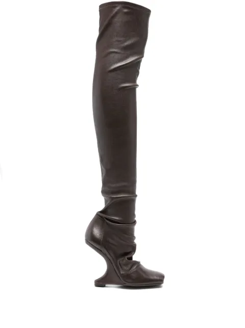 Rick Owens Lilies sculpted-heel over-the-knee boots Brown LI02E3801LS14