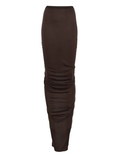 Rick Owens Lilies ruched midi skirt Brown LI02E3316RV54