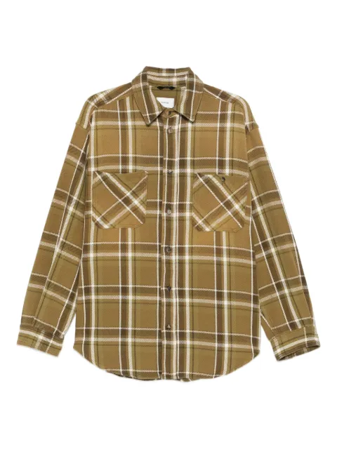 Haikure checked chest-pockets overshirt Green HEU06054TF135CV464
