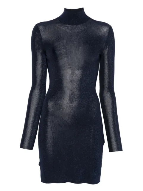 Self-Portrait high-neck glitter mini dress Blue PF25087S