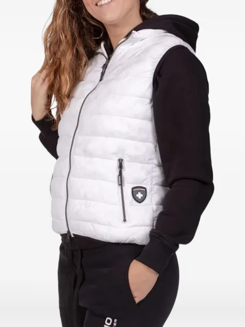 PODHIO logo-patch hooded gilet White PD062