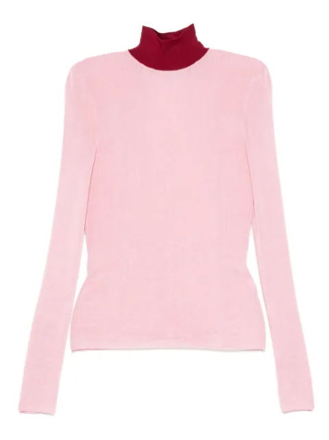 Self-Portrait high-neck ribbed top Pink PF25116TP