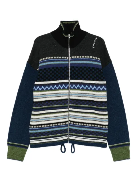 Marni striped zip-up cardigan Blue CDMG0168Q0UFWH93