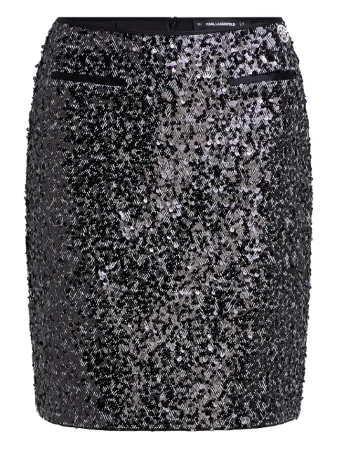 Karl Lagerfeld herringbone sequin skirt Black A4W120162EM