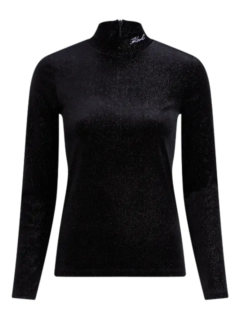 Karl Lagerfeld sparkle velvet high-neck top Black A4W17047999