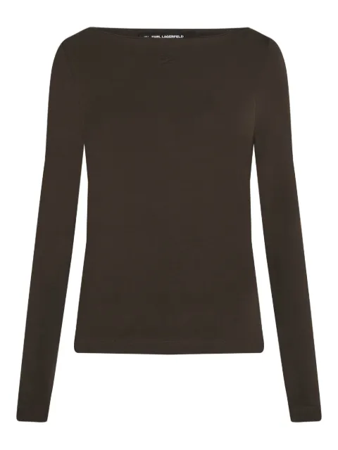 Karl Lagerfeld boat-neck long-sleeve T-shirt Brown A4W17045201