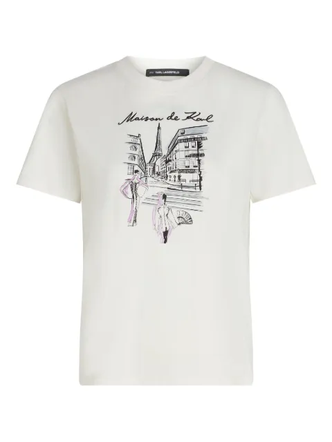 Karl Lagerfeld Paris sketch street-print T-shirt White A4W17087B09