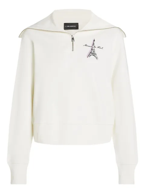 Karl Lagerfeld Eiffel Tower half-zip sweatshirt White A4W20067B09