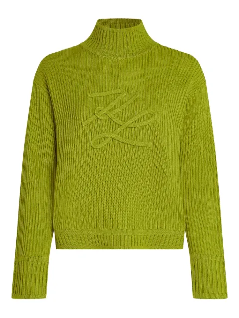 Karl Lagerfeld logo-embroidered ribbed knit sweater Green A4W180512EL