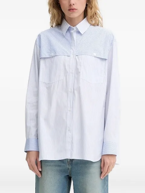 PS Paul Smith striped panelled shirt Blue W2R363BP31099