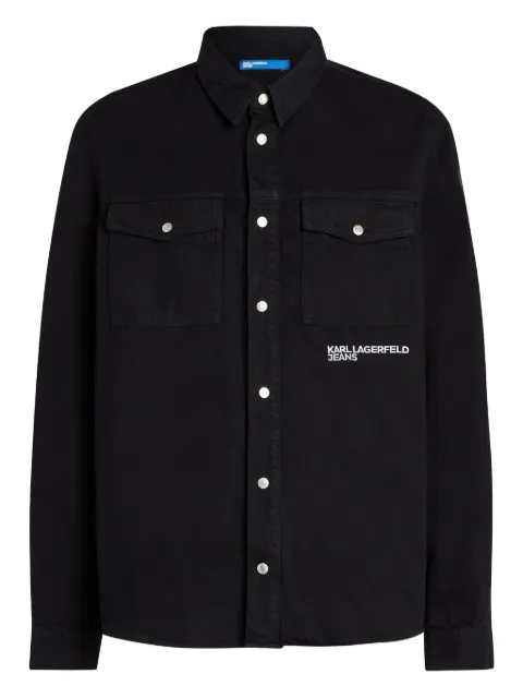 Karl Lagerfeld Jeans Karlism slogan-print denim overshirt Black A4M16017968