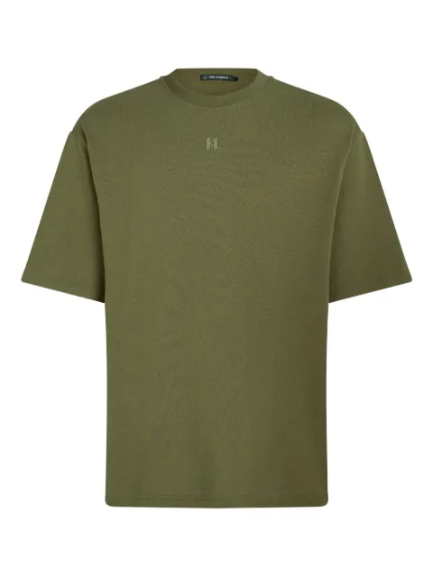Karl Lagerfeld logo-print pique T-shirt Green A4M170691WK