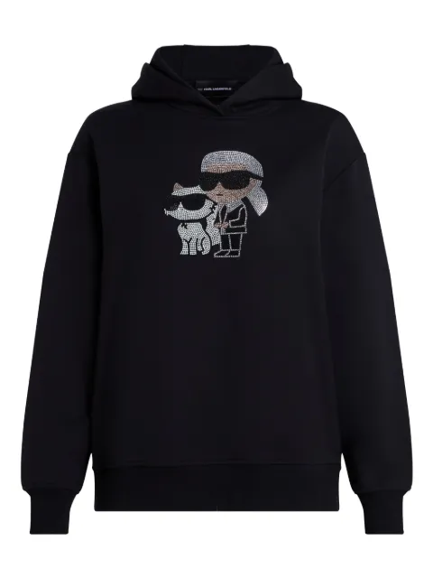 Karl Lagerfeld rhinestone-embellished hooded sweater Black A4W20070999