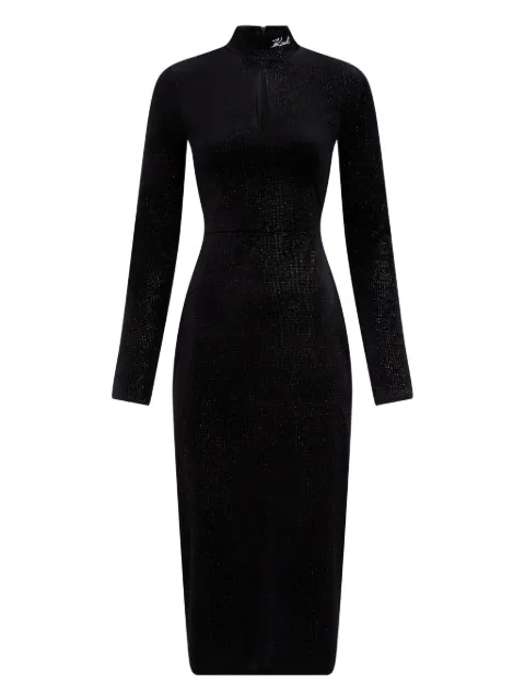 Karl Lagerfeld sparkle high-neck dress Black A4W13016999