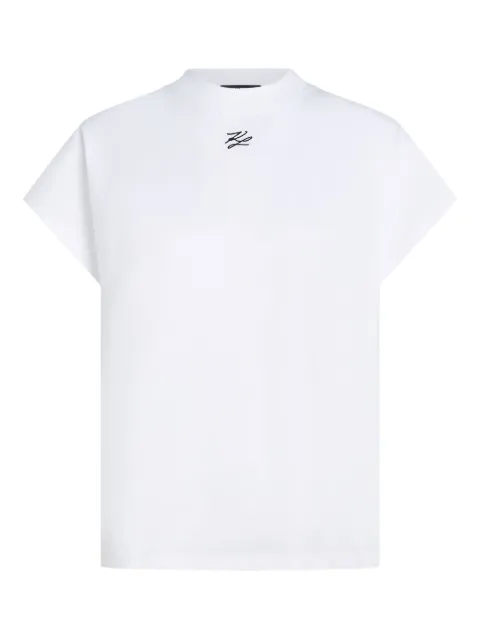 Karl Lagerfeld Autograph-embroidered short-sleeve T-shirt White A4W17039100