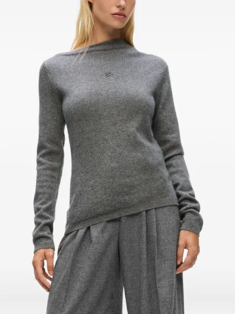 Karl Lagerfeld asymmetric logo cashmere sweater Grey A4W18042260