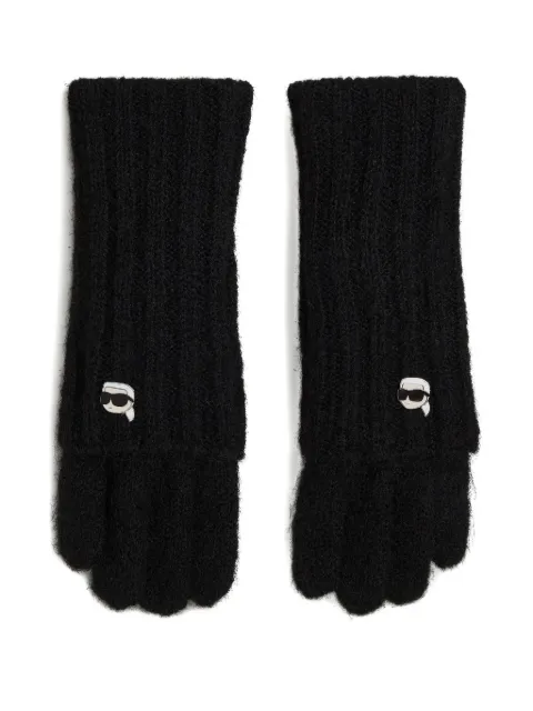 Karl Lagerfeld Ikon pin knitted gloves Black A4W33054999