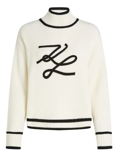 Karl Lagerfeld logo-embroidered ribbed knit sweater White A4W18051100