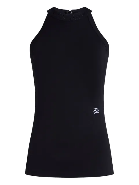Karl Lagerfeld rhinestone halter-neck top Black A4W17056999