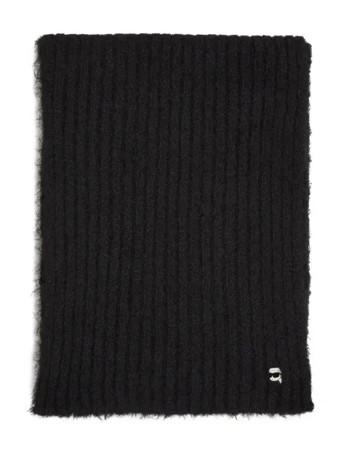 Karl Lagerfeld ribbed Ikon-detail scarf Black A4W33119999