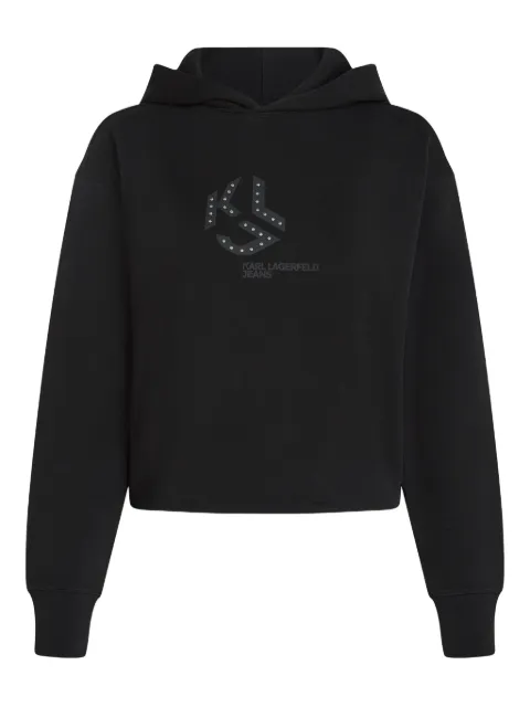 Karl Lagerfeld Jeans logo-detail studded hoodie Black A4W20004999
