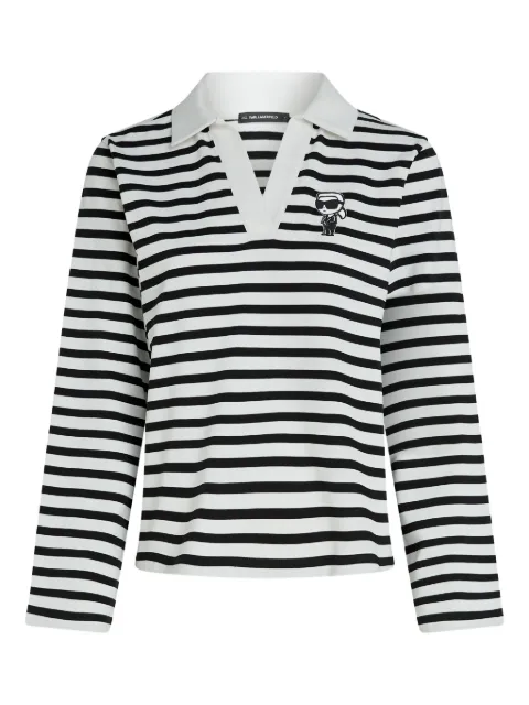 Karl Lagerfeld Ikon striped polo-collar T-shirt White A4W170811VE