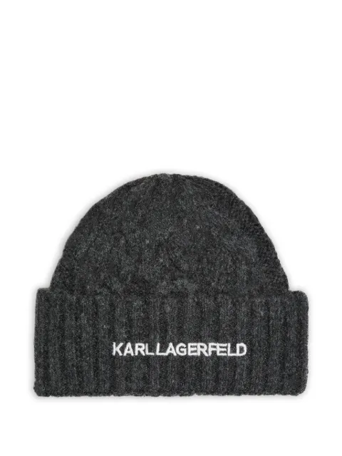 Karl Lagerfeld K/Essential cable-knit beanie Grey A4W33012285
