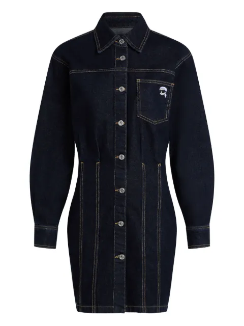 Karl Lagerfeld logo-patch denim shirt dress Blue A4W13019D24