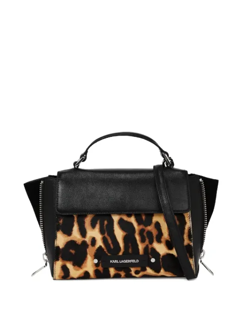 Karl Lagerfeld small K/Hardware leopard top handle bag Black A4W302722EJ