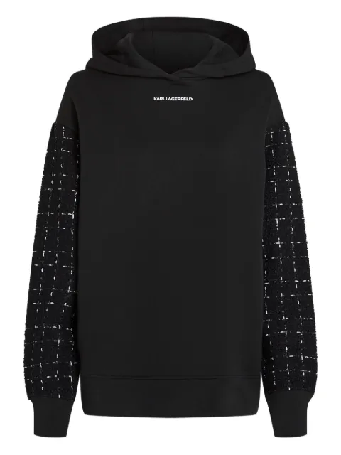 Karl Lagerfeld tweed-sleeve hoodie Black A4W20064999