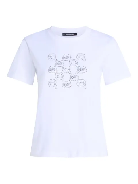 Karl Lagerfeld Ikon rhinestone logo-print T-shirt White A4W17098100