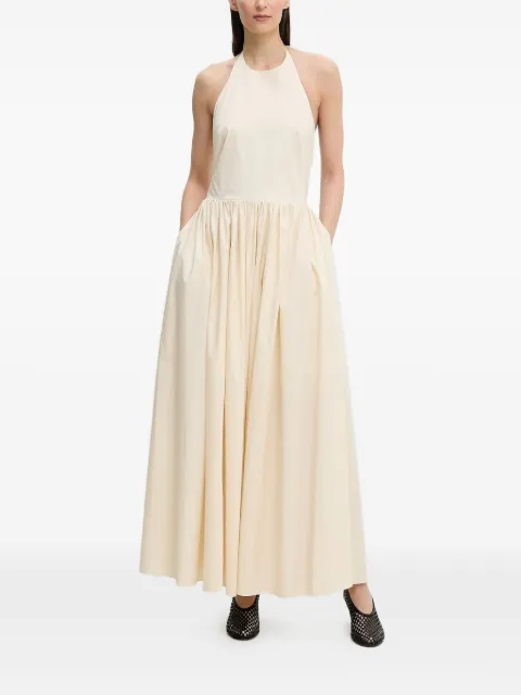 Isabelle Blanche halter-neck gathered maxi dress Neutrals IS25SSA134T010