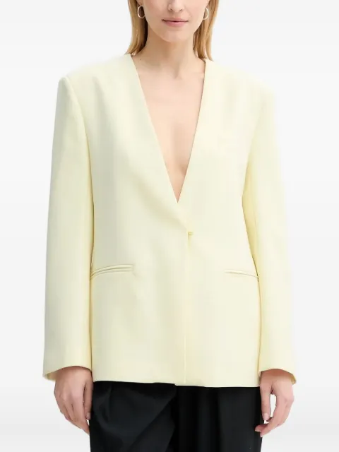 Isabelle Blanche V-neck belted jacket Yellow IS25SSJ040T008