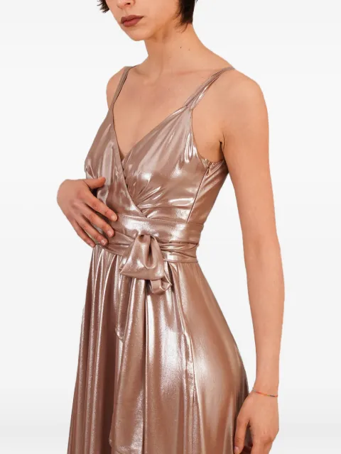 LE RJTANGE metallic wrap dress Brown AW8659