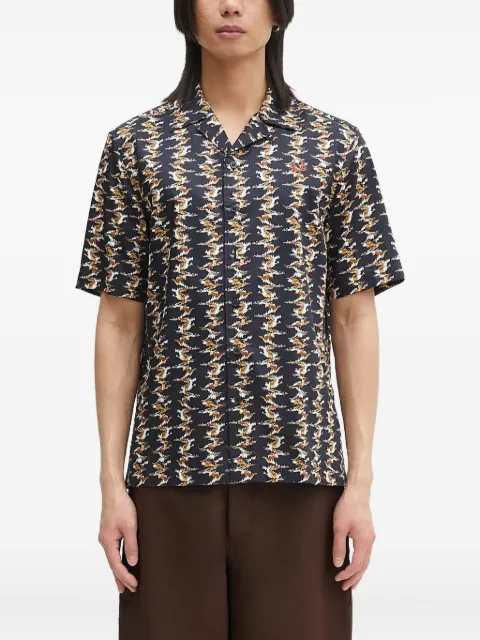 Fred Perry camp-collar patterned shirt Blue M9629