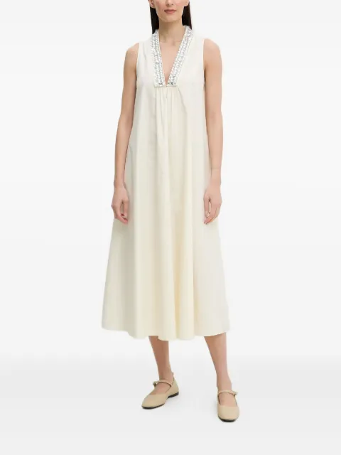 Isabelle Blanche crystal-embellished sleeveless dress Neutrals IS25SSA056T012