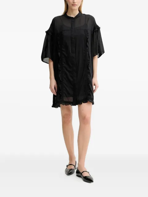 Isabelle Blanche ruffle-trimmed lace-insert mini dress Black IS25SSA078T018