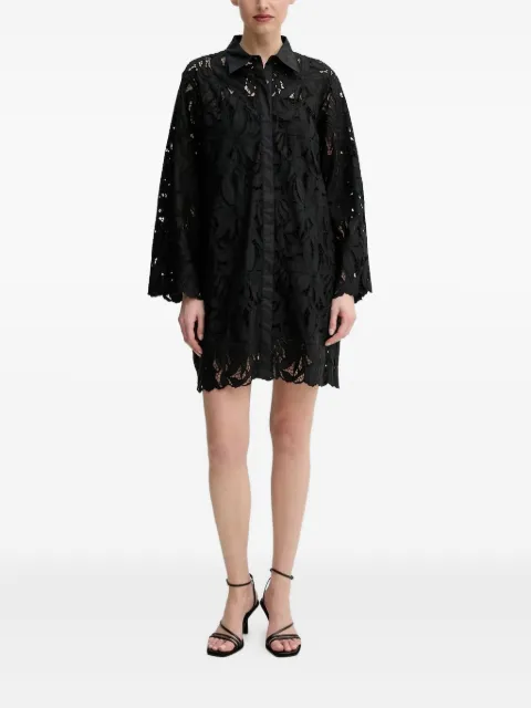 Isabelle Blanche floral-lace shirt midi dress Black IS25SSA170T020