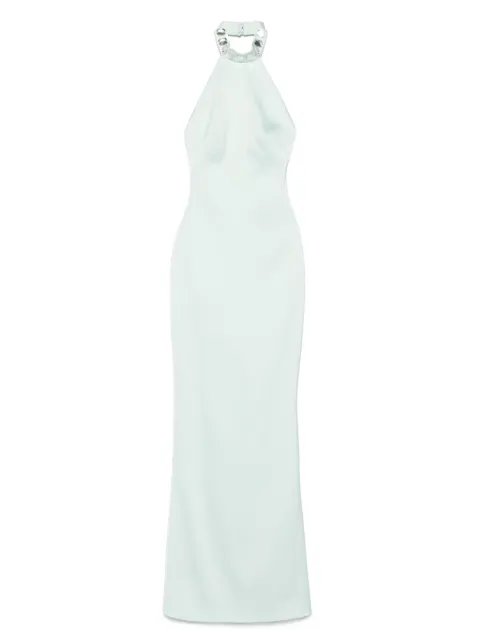 SILK LOVE & LACE embellished halter-neck dress Green 15R10AQUA