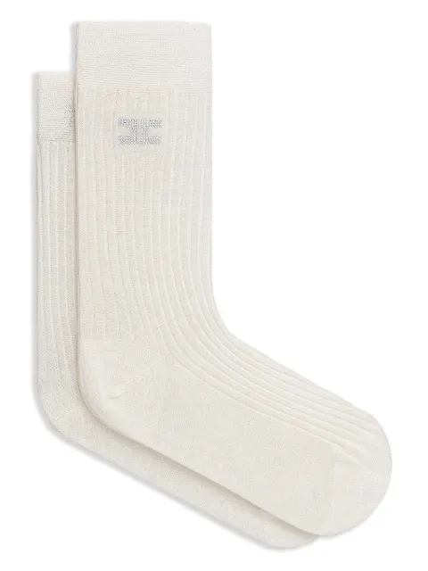 Elisabetta Franchi ribbed rhinestone cotton socks Neutrals CZ08L52E2