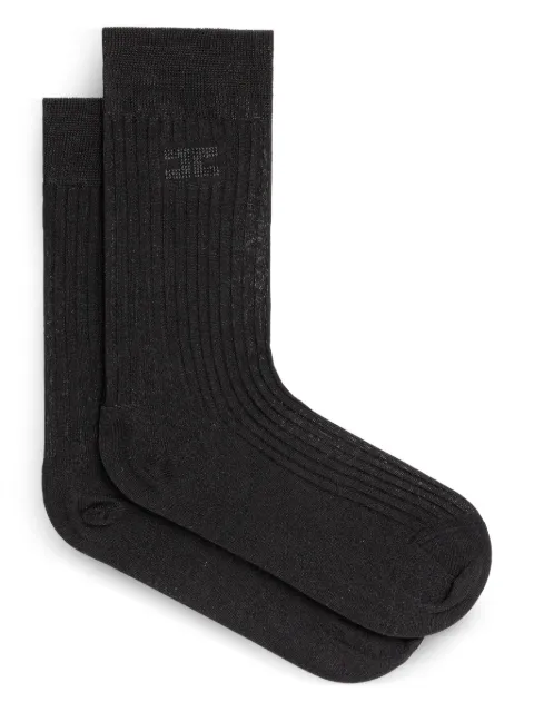 Elisabetta Franchi ribbed logo-detail socks Black CZ08L52E2