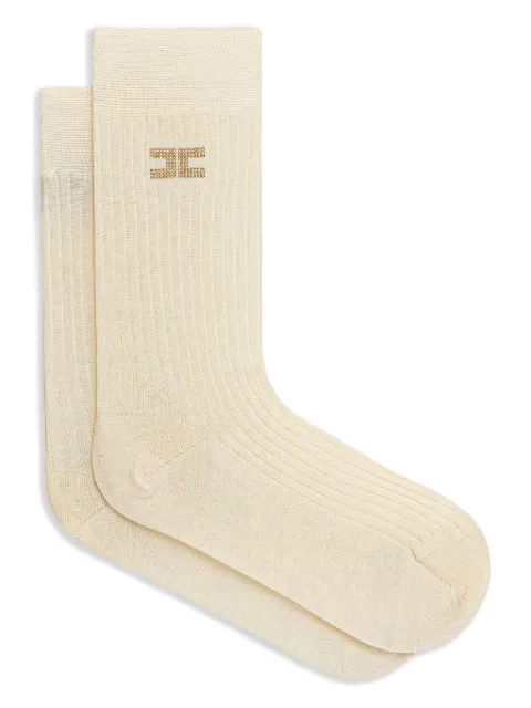 Elisabetta Franchi ribbed logo-detail socks Neutrals CZ08L52E2