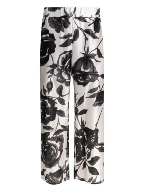 SLEEP NO MORE rose-print silk trousers White SNM33SA95