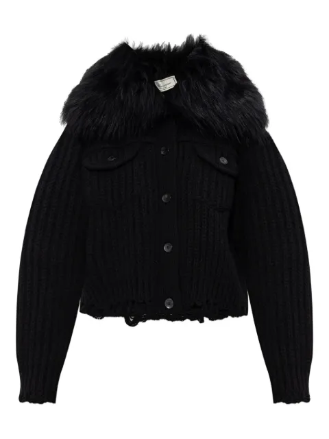 Blumarine faux-fur-trim button-up jacket Black A522M602A