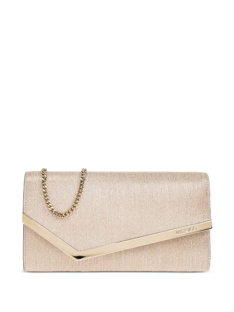 Jimmy Choo metallic-leather clutch bag Neutrals EMMIEHRK