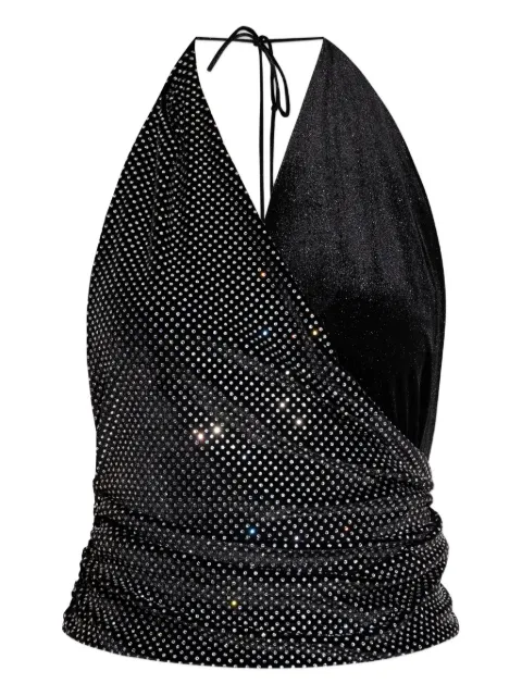 Balmain crystal-embellished halterneck top Black FF1AG715MH23